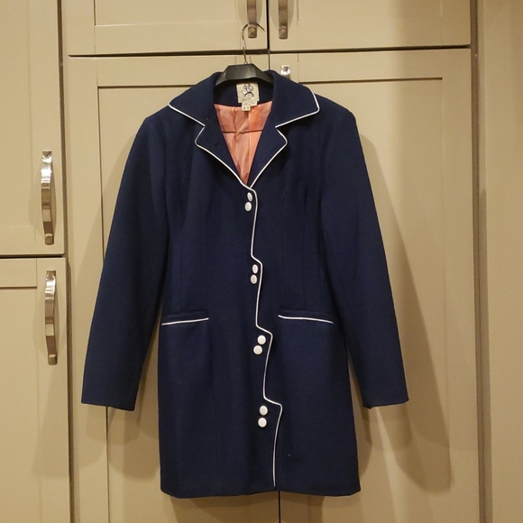 Navy wool blend coat. Size 8 - Picture 1 of 9